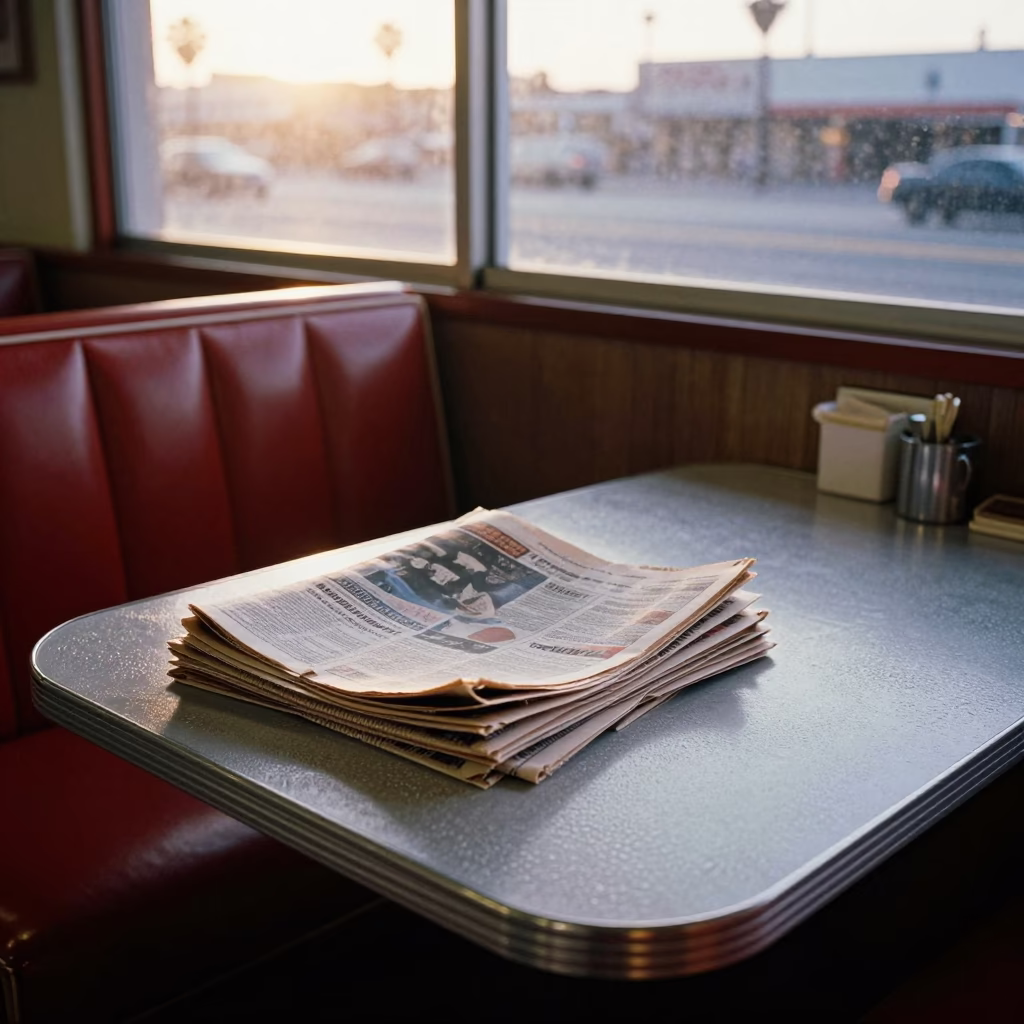 Diner Table just after sunrise in Los Angeles in in Los Angeles, California, United States