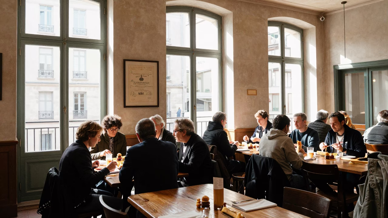 Diners at Afternoon Light in in Lyon, France