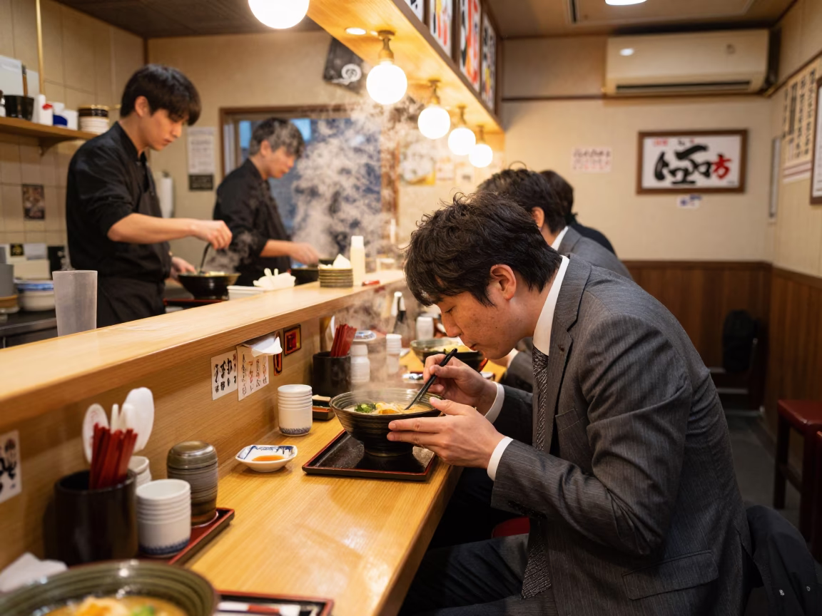 Diners in Sapporo at Evening Light in in Sapporo, Japan