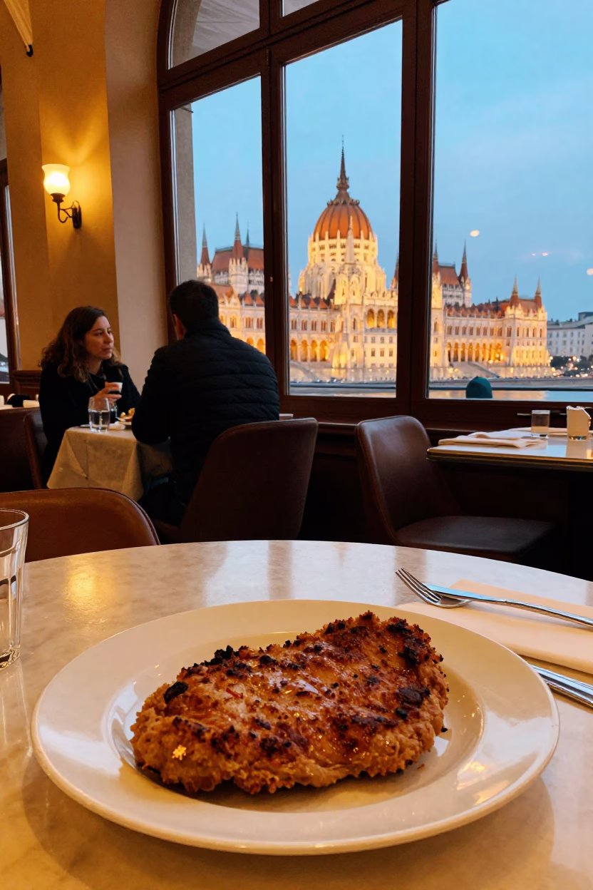 Dining Scene in Budapest at The Early Evening Light in in Budapest, Hungary