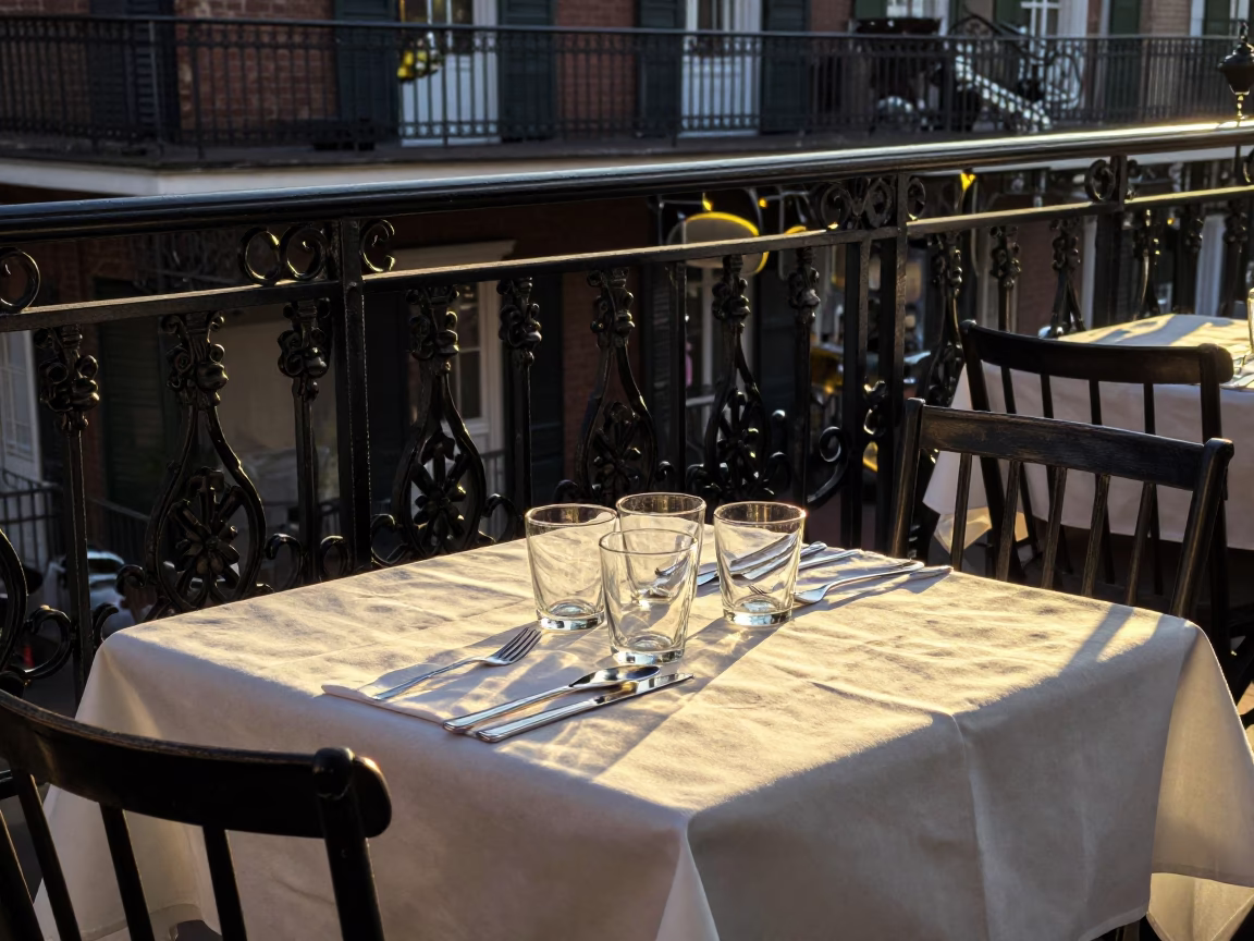 Dining Scene in New Orleans at Golden Hour in in New Orleans, Louisiana, United States