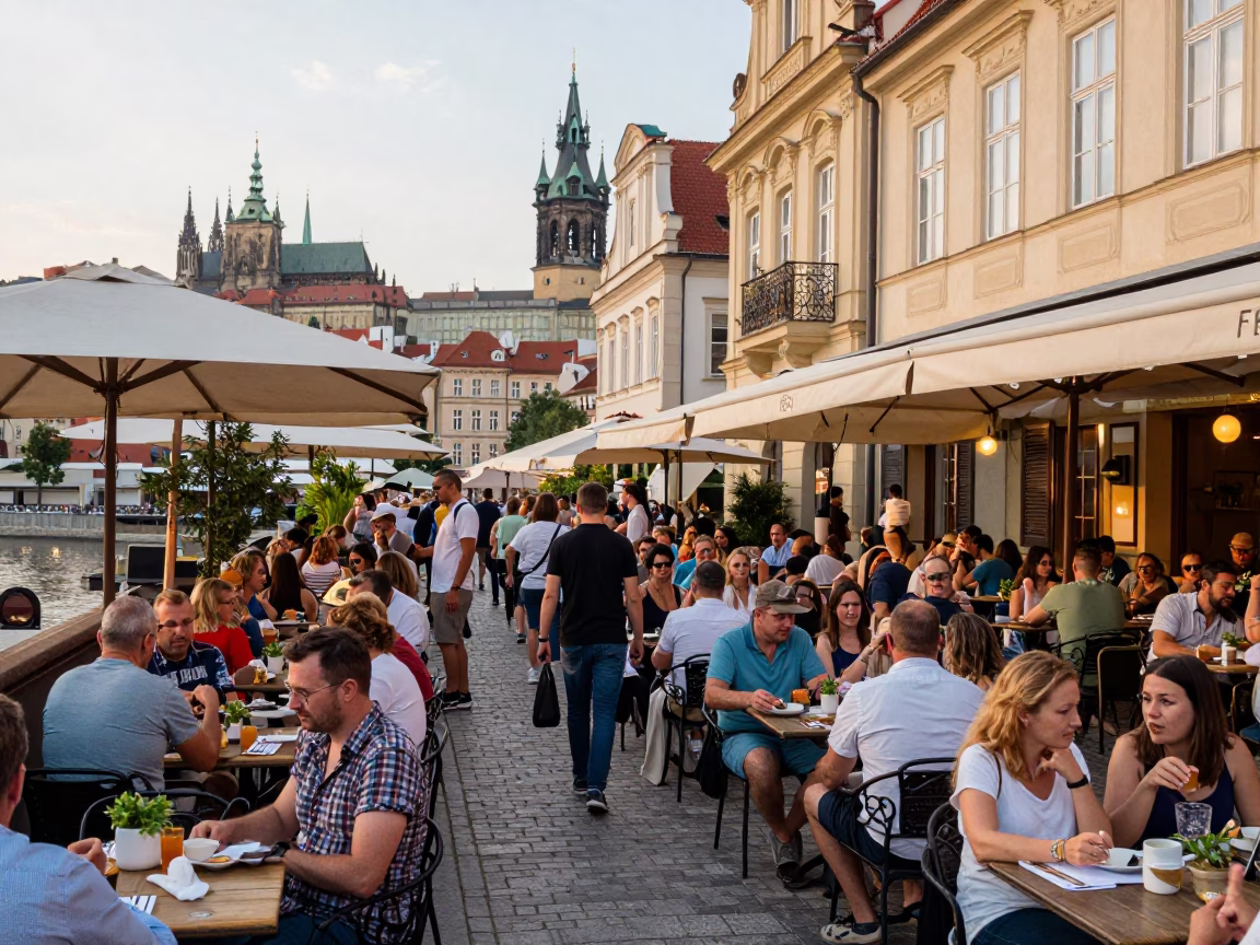 Dining Scene in Prague in in Prague, Czech Republic