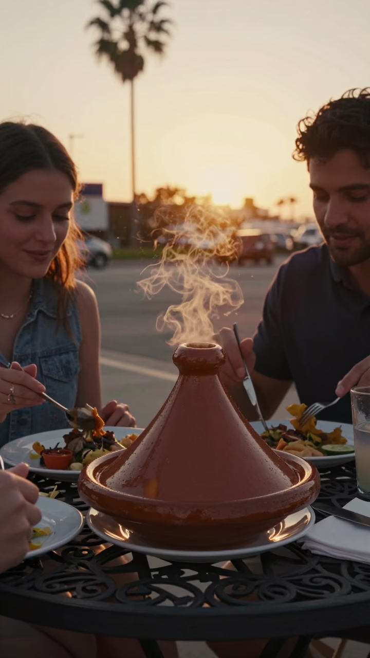 Dining Scene in San Diego at Honeyed Evening Light in in San Diego, California, United States