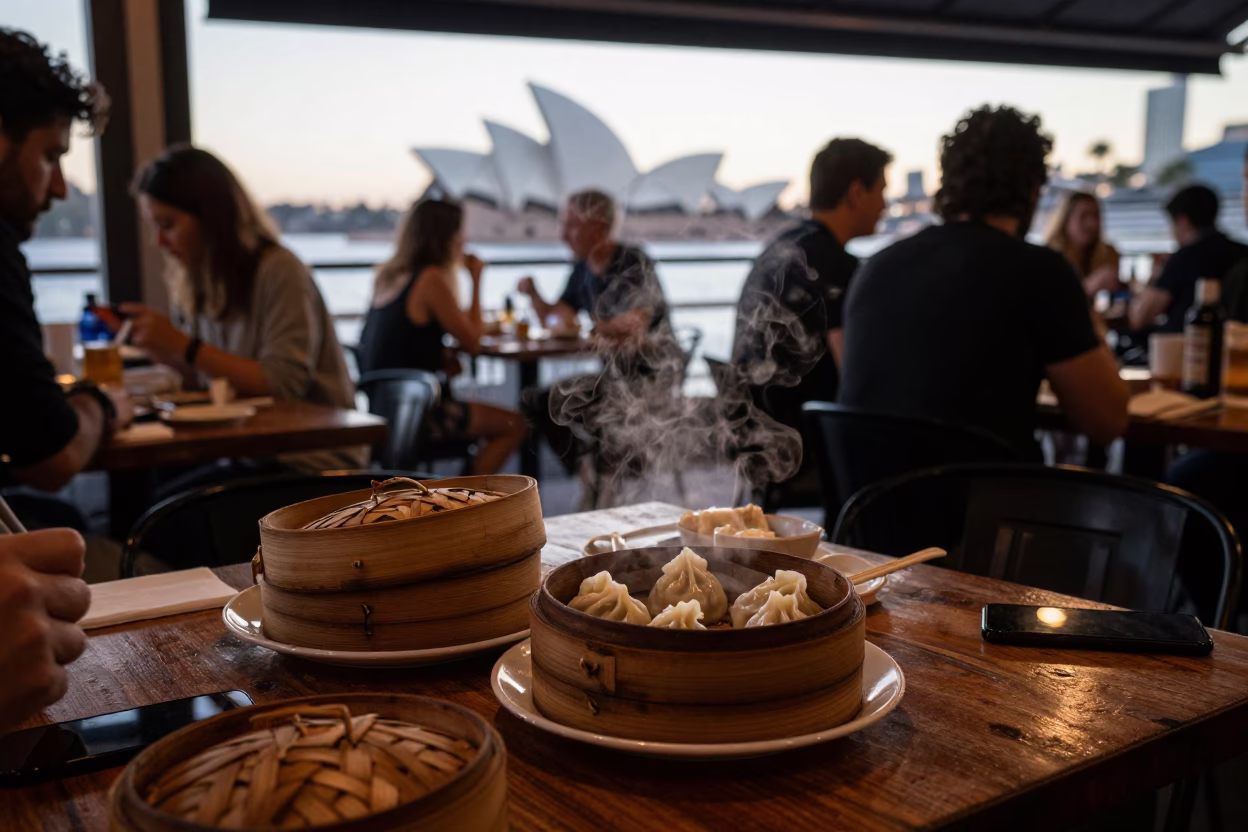 Dining Table at The Early Evening Light in Sydney in in Sydney, New South Wales, Australia
