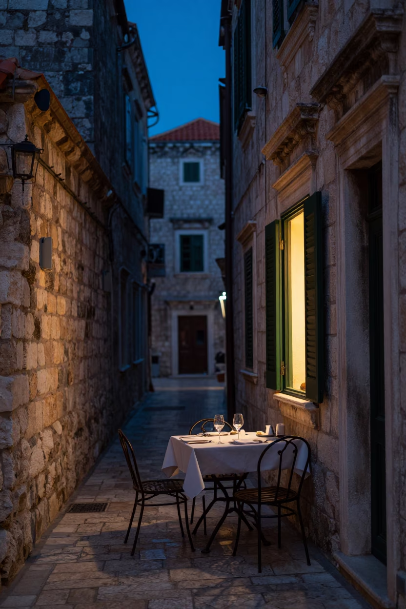 Dinner Table in Dubrovnik in in Dubrovnik, Croatia