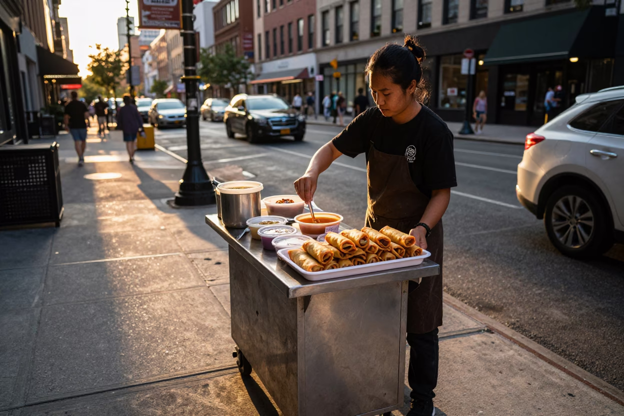 Dipping Sauce in New York at Honeyed Evening Light in in New York, New York, United States