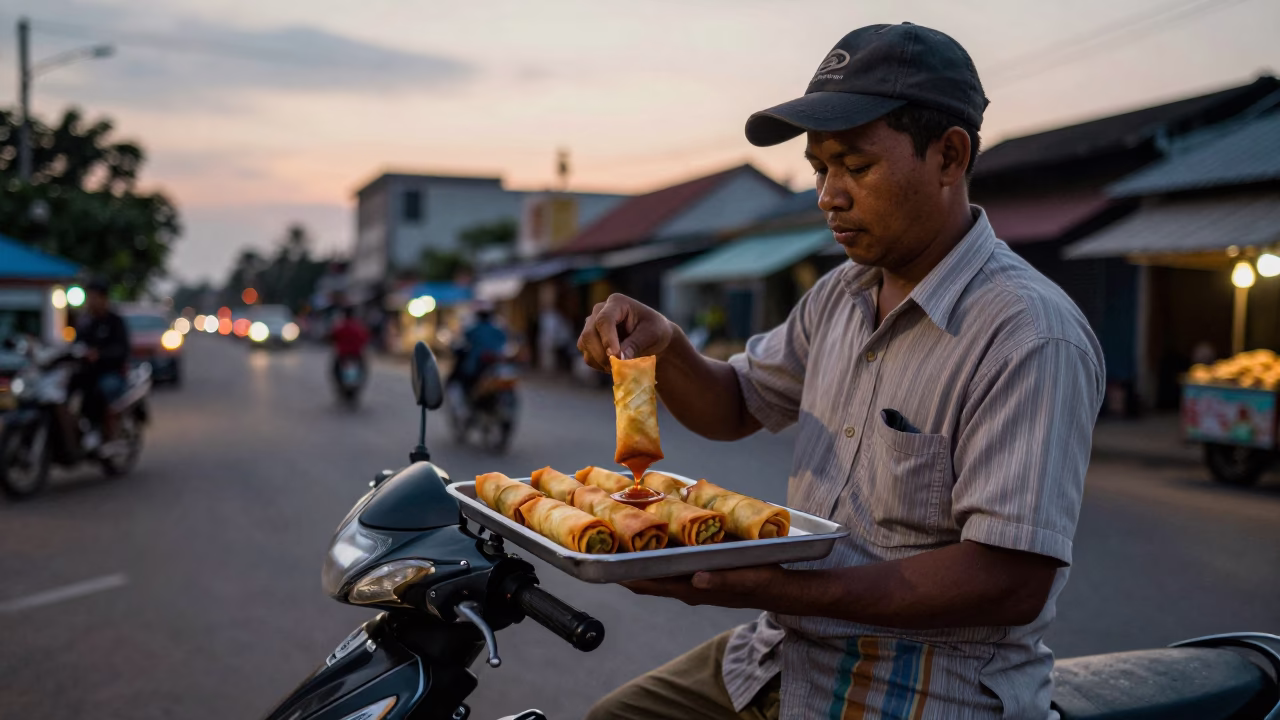 Dipping Sauce in Phnom Penh at The Early Evening Light in in Phnom Penh, Cambodia