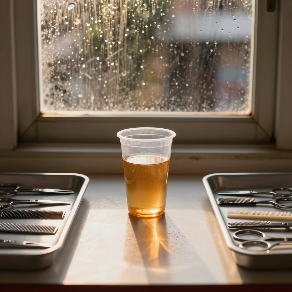 Disinfectant Cup Salon Tirunelveli Golden Hour in in a beauty supply area under white LEDs in Tirunelveli