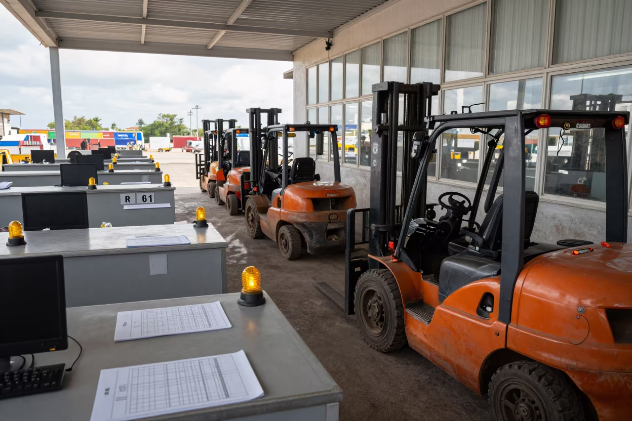 Dispatch Office Amber Beacons Matanzas Logistics in inside a dispatch office above the dock in Matanzas