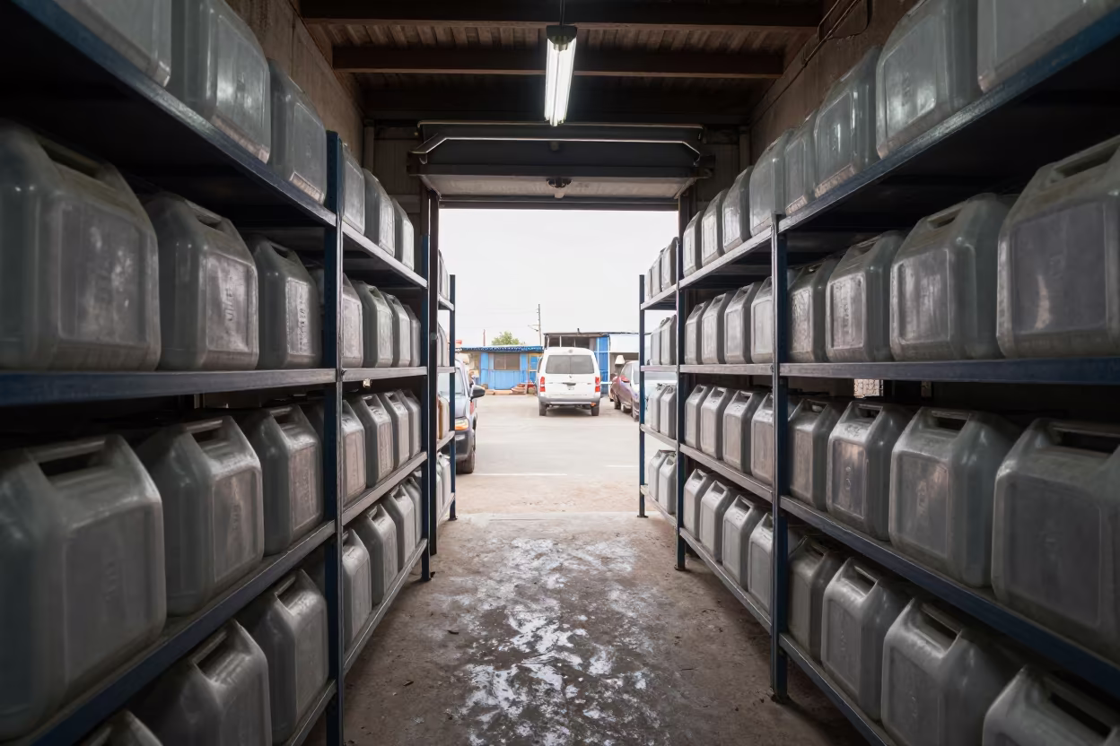 Dispatch Office Tote Rack with Gray Light in inside a dispatch office above the dock in Nagpur