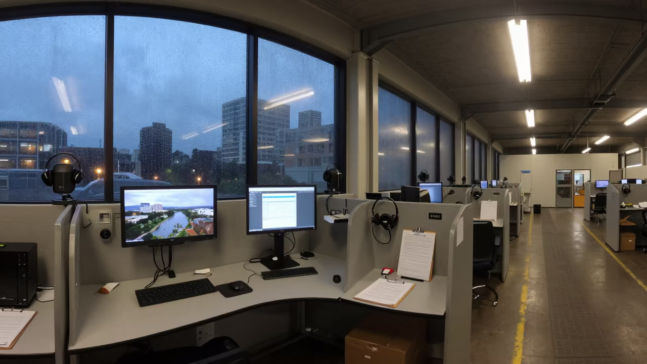 Dispatch perch monitors and headsets at Mount Eden dock in at a parcel sorting belt in Mount Eden, Auckland