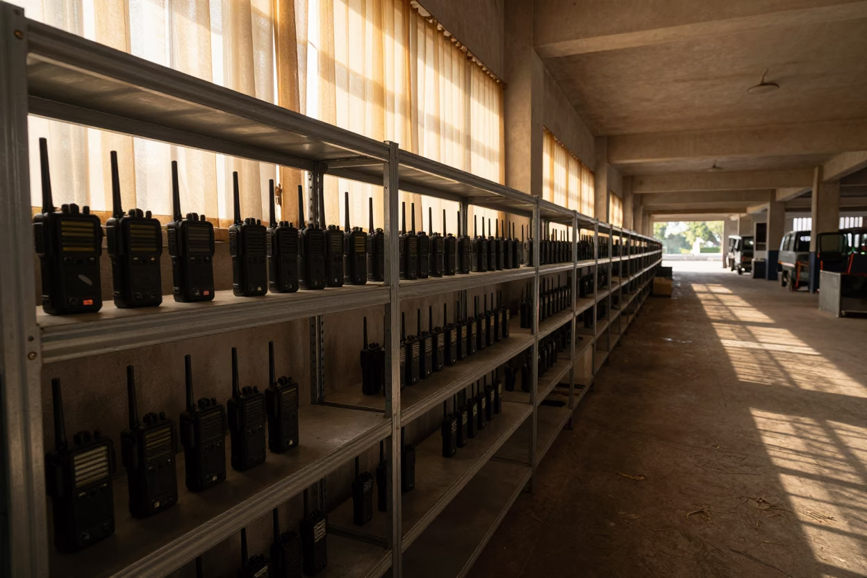 Dispatch Radio Shelf After Rush in Bhiwani Cross-Dock in inside a cross-dock lane near Bhiwani
