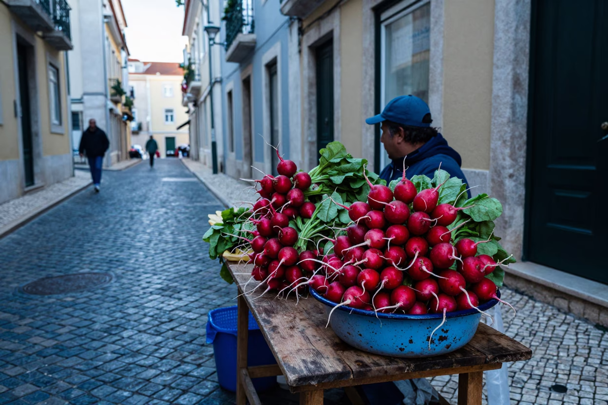 Displaying Radishes in Lisbon in in Lisbon, Portugal