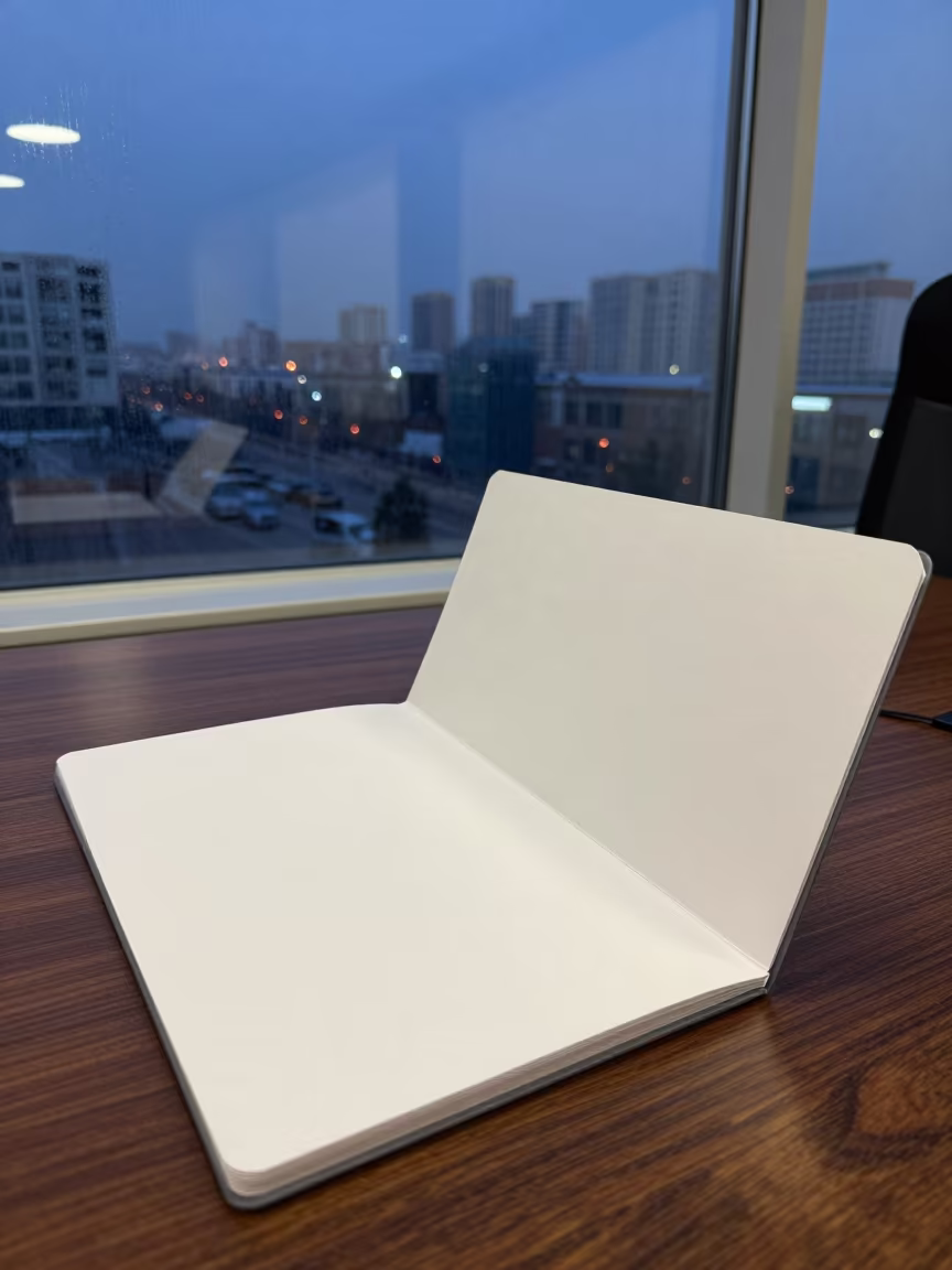 Dispute Folder on Boardroom Table at Twilight in at a boardroom table before a meeting near Astana