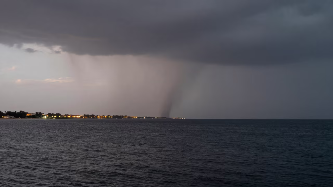 Dissipating Waterspout Over Faiyum Bay at Twilight in near Faiyum