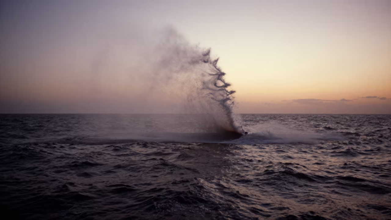 Dissipating Waterspout Over Mauritania Bay at Twilight in in Mauritania