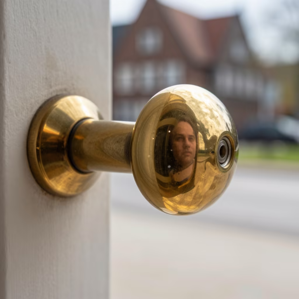 Distorted Self Portrait in Bremen Doorknob in in Bremen