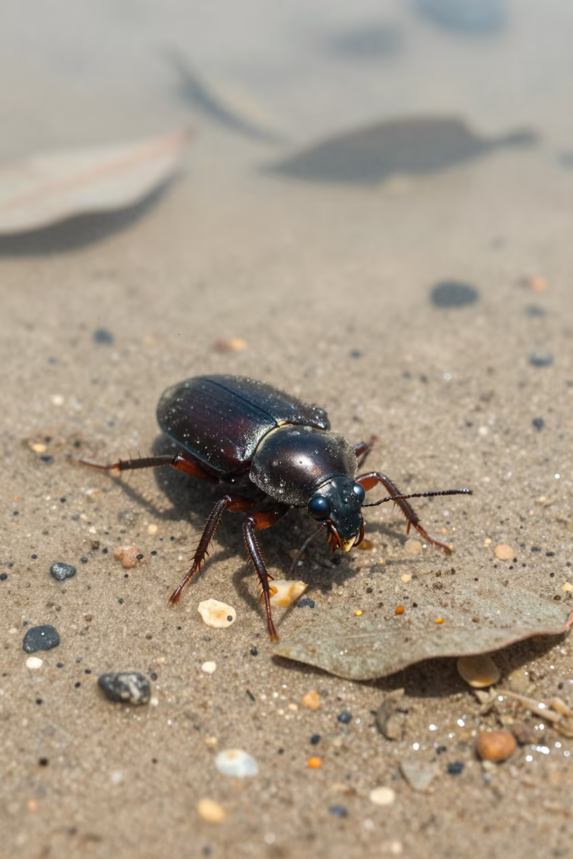 Diving Beetle Hunting Underwater in Catalan Waters in in Catalonia