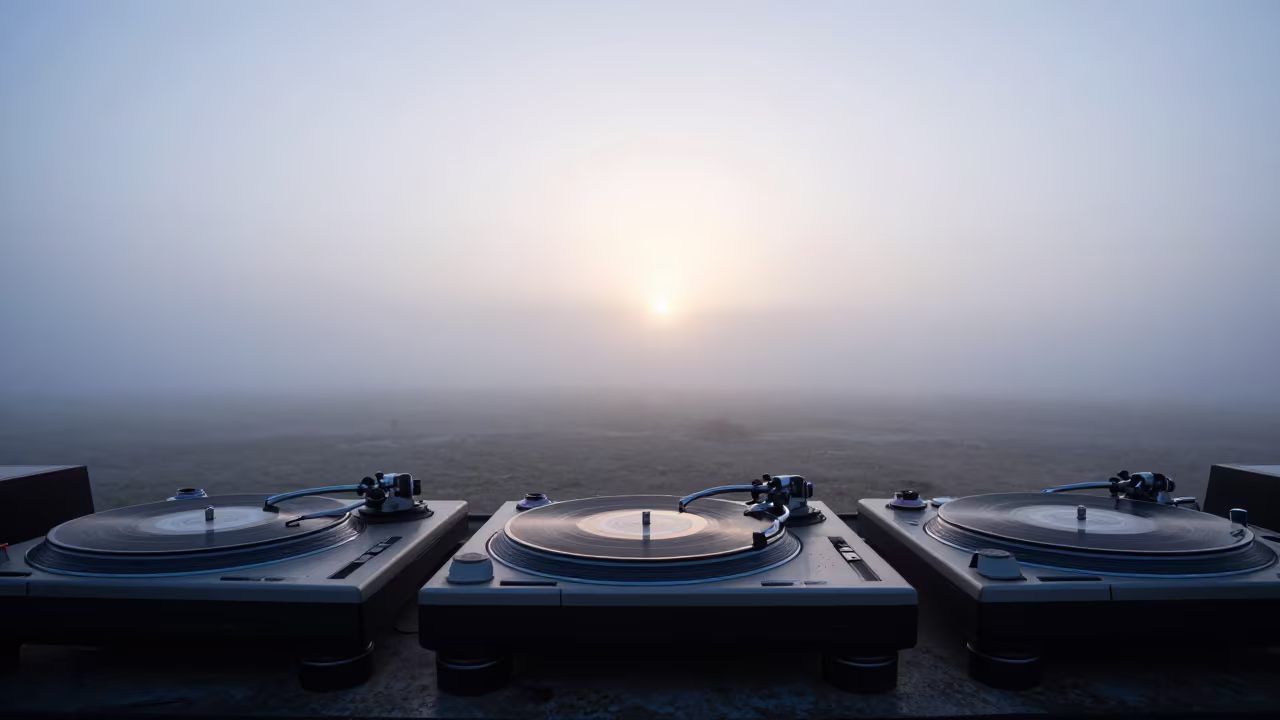 DJ Spinning Vinyl at Nanchang Dawn in near Nanchang