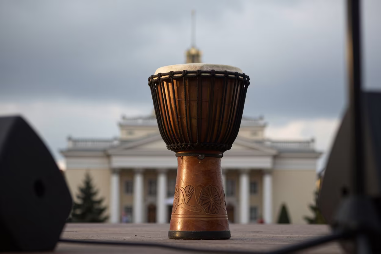 Djembe Drum in Kyiv Concert Hall in in a concert hall in Kyiv