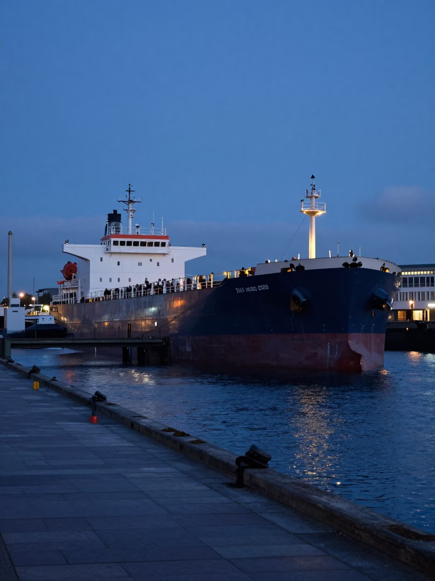 Dock 1970s in Dublin at The Still Hours Before Dawn Light in in Dublin, Ireland