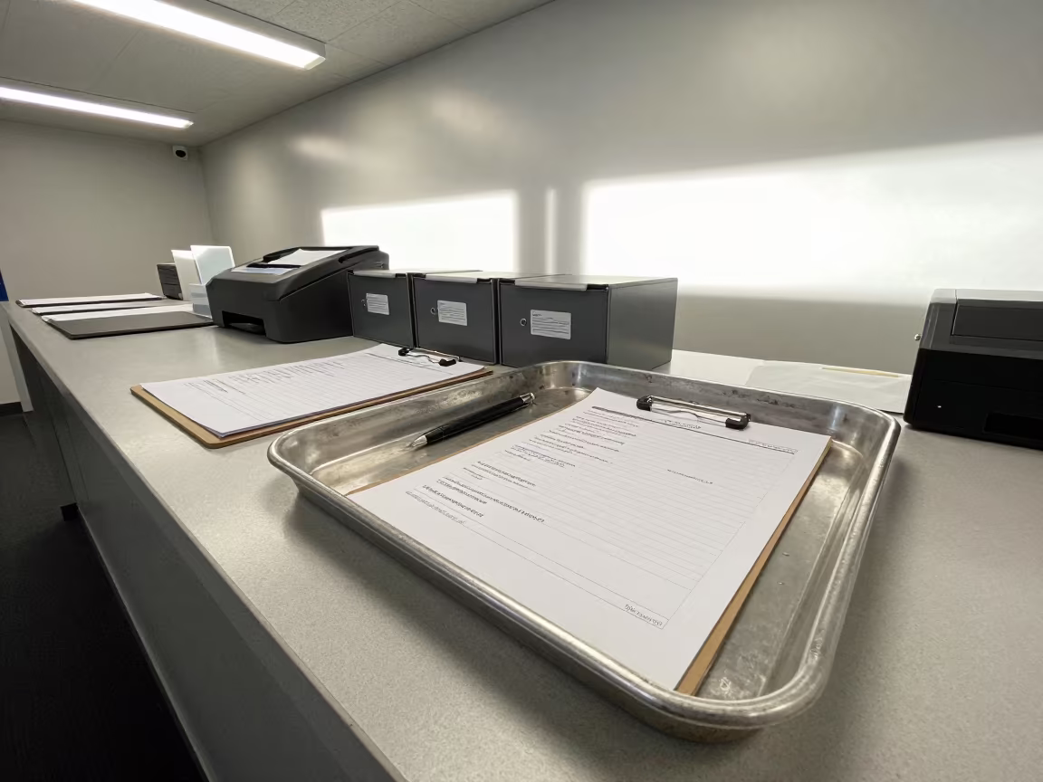 Dock Overage Note Tray Under Office Lights in inside a chilled distribution bay near Auckland