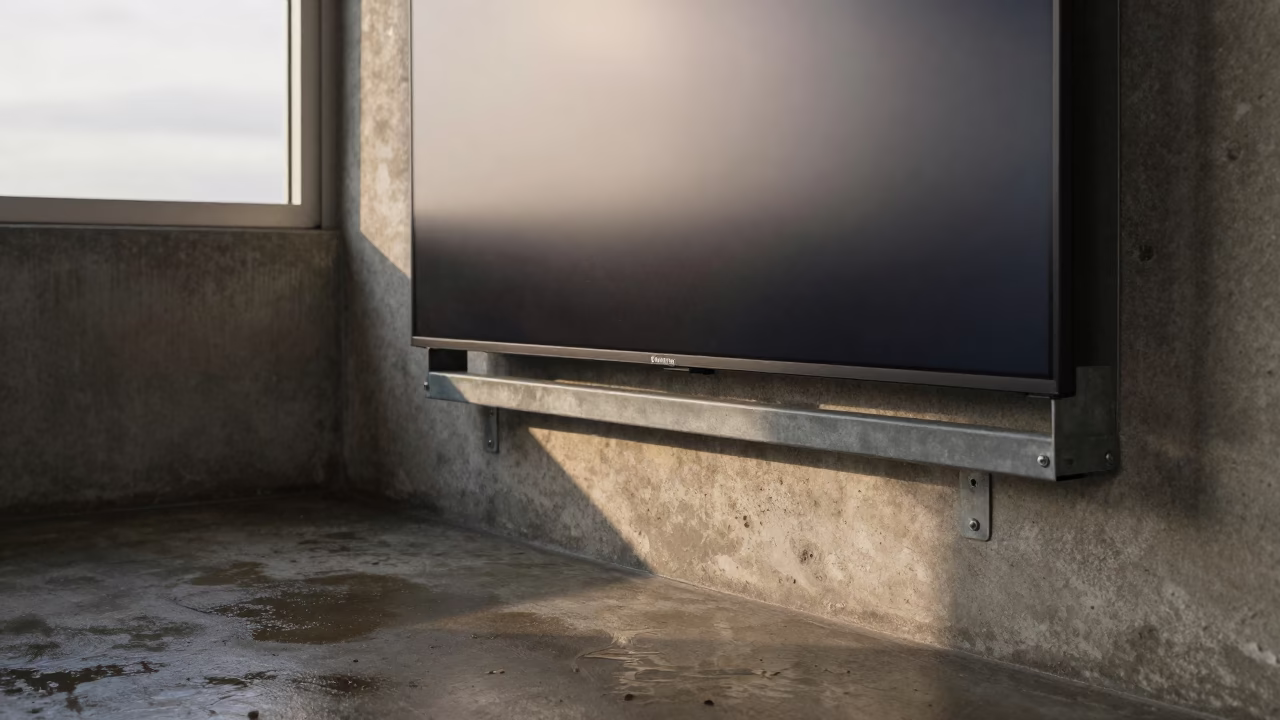 Dock Appointment Screen Reflecting Damp Concrete in inside a chilled distribution bay near San Diego, Cartagena