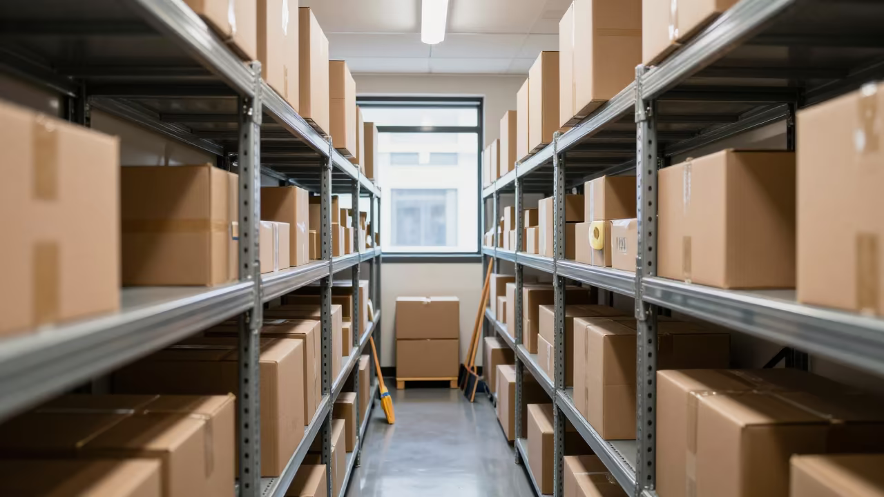 Dock Broom Closet Midday Lull Auckland Dispatch in inside a dispatch office above the dock in Karangahape Road, Auckland