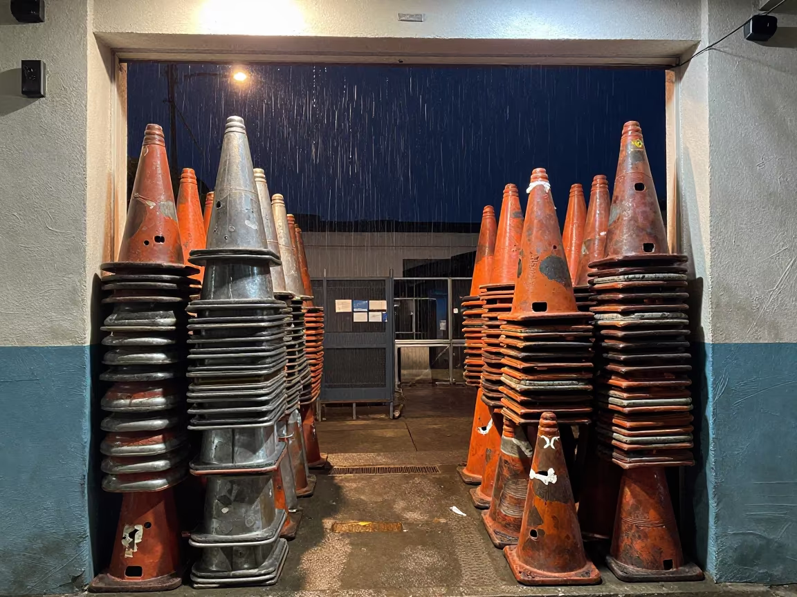Dock Cone Staging Nest in Cartagena Dispatch Office in inside a dispatch office above the dock in Bazurto Market, Cartagena