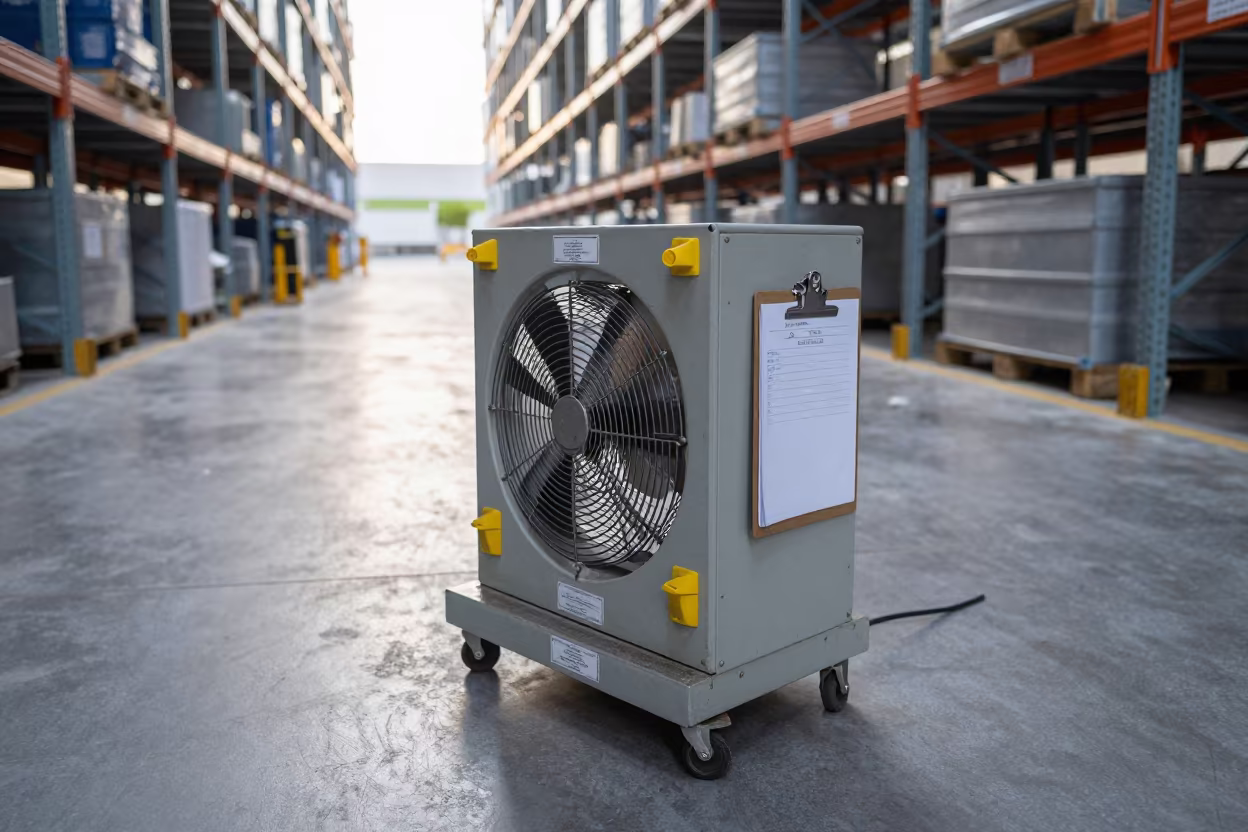 Dock Fan Control Pedestal in Busan Warehouse in inside a cross-dock lane in Haeundae, Busan