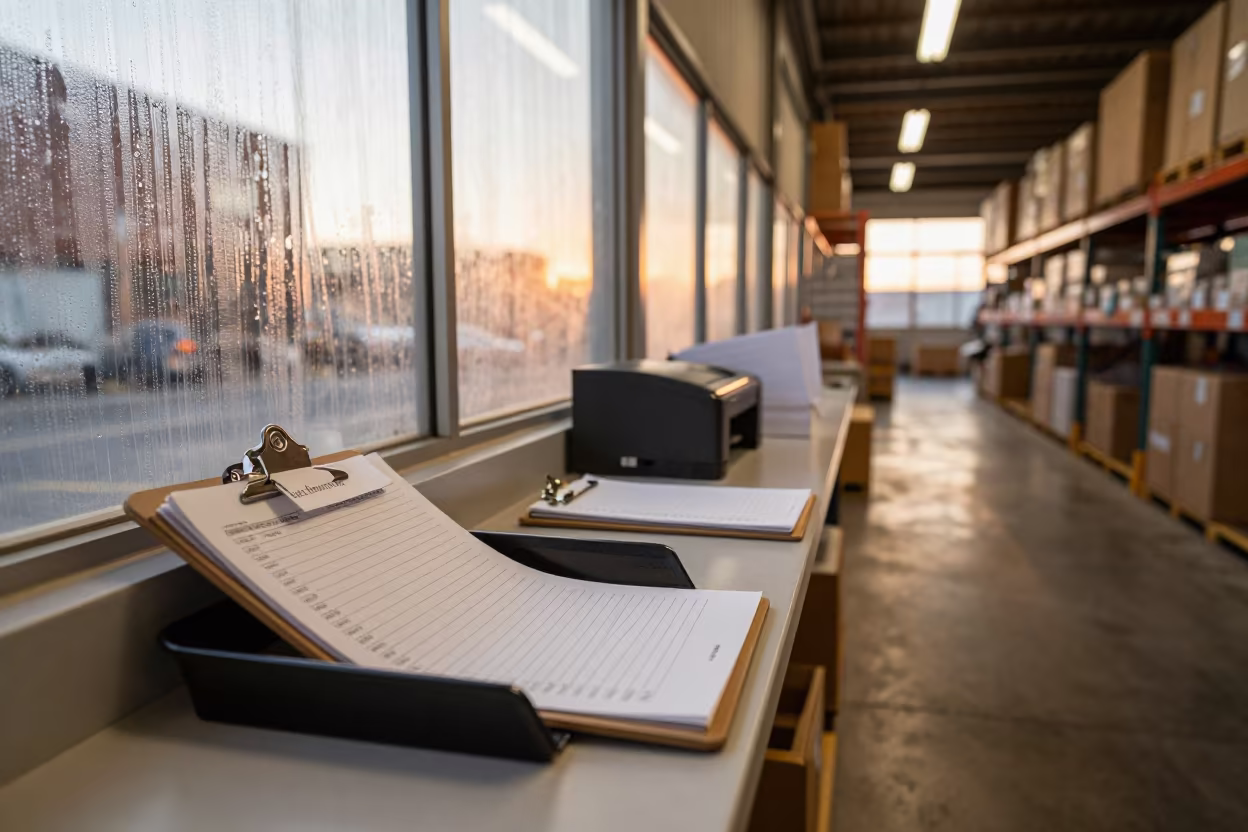 Dock Overage Note Tray in San Francisco Warehouse in inside a warehouse aisle in San Francisco