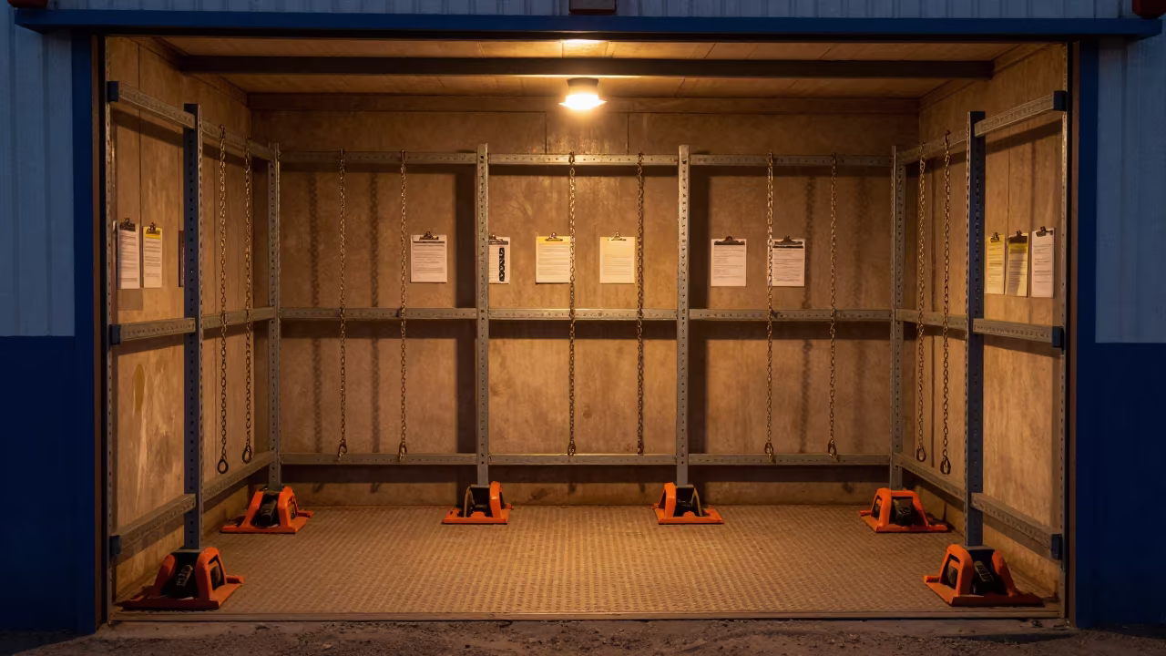 Dock Plate Storage Bay with Chain Loops in Mombasa in at a fulfillment packing station in Mombasa