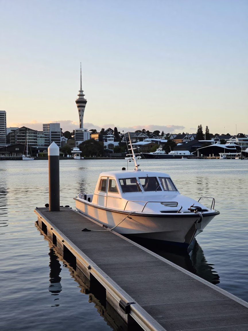 Dock Scene in Auckland at The Early Morning Light in in Auckland, New Zealand