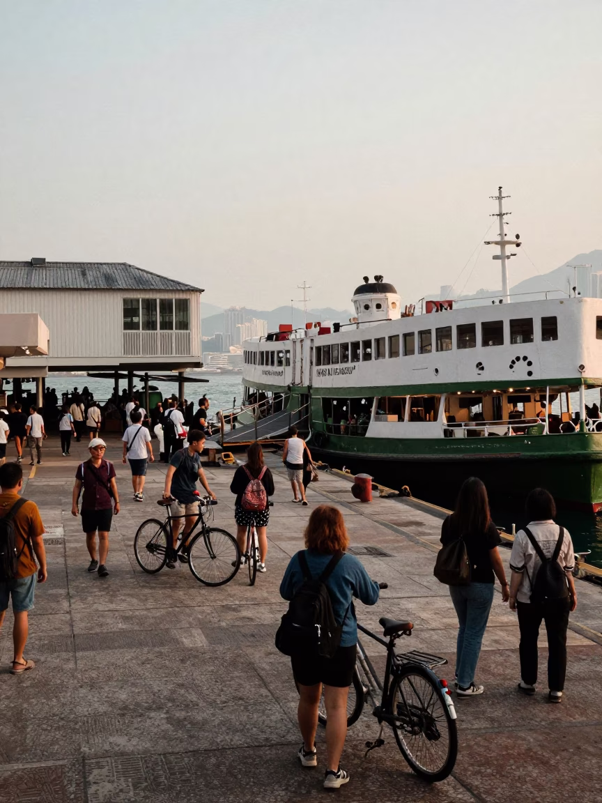 Dock Scene in Hong Kong at The Early Morning Light in in Hong Kong, Hong Kong