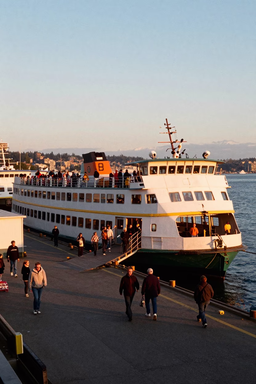 Dock Scene in Seattle at Golden Hour in in Seattle, Washington, United States