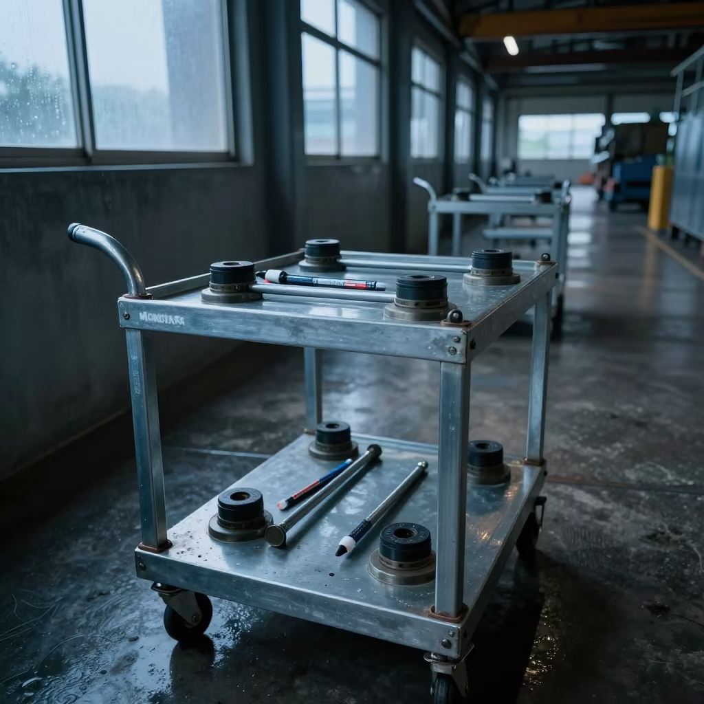 Dock Seal Repair Cart in Mombasa Warehouse in inside a cross-dock lane in Mombasa