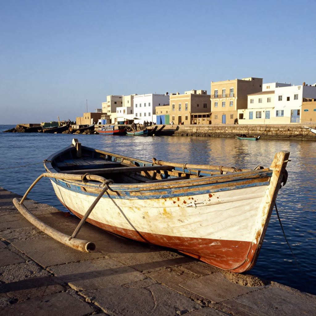Docked Port in Essaouira at The Early Afternoon Light in in Essaouira, Morocco