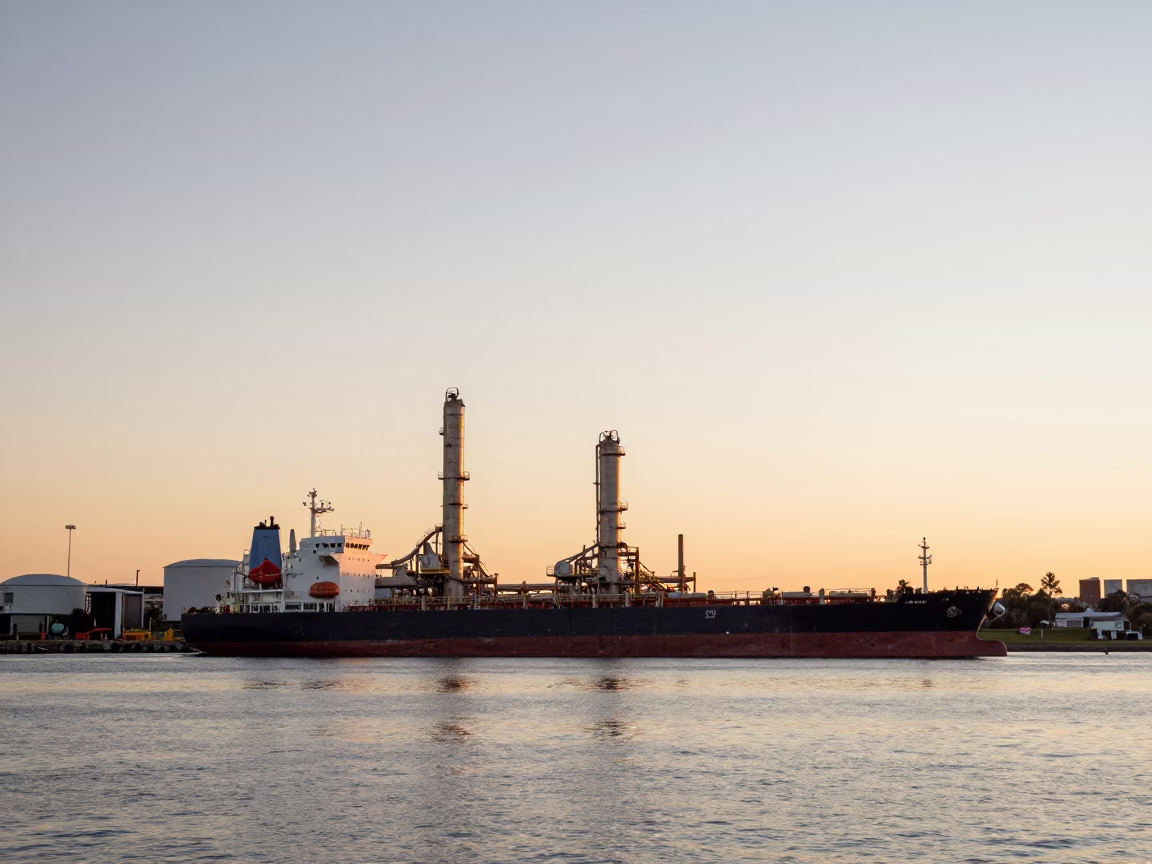 Docking Refinery just after sunrise in Perth in in Perth, Western Australia, Australia