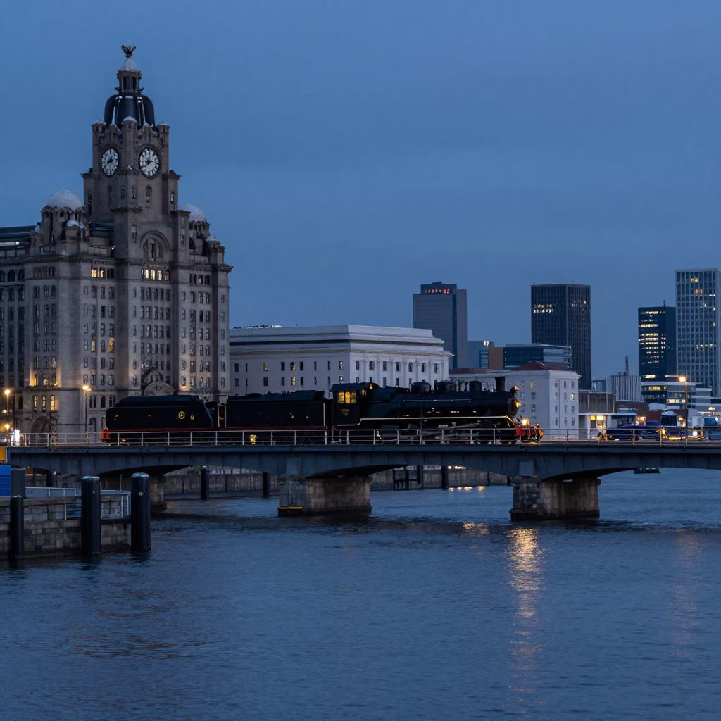 Docks in Liverpool United Kingdom at Twilight in in Liverpool, United Kingdom