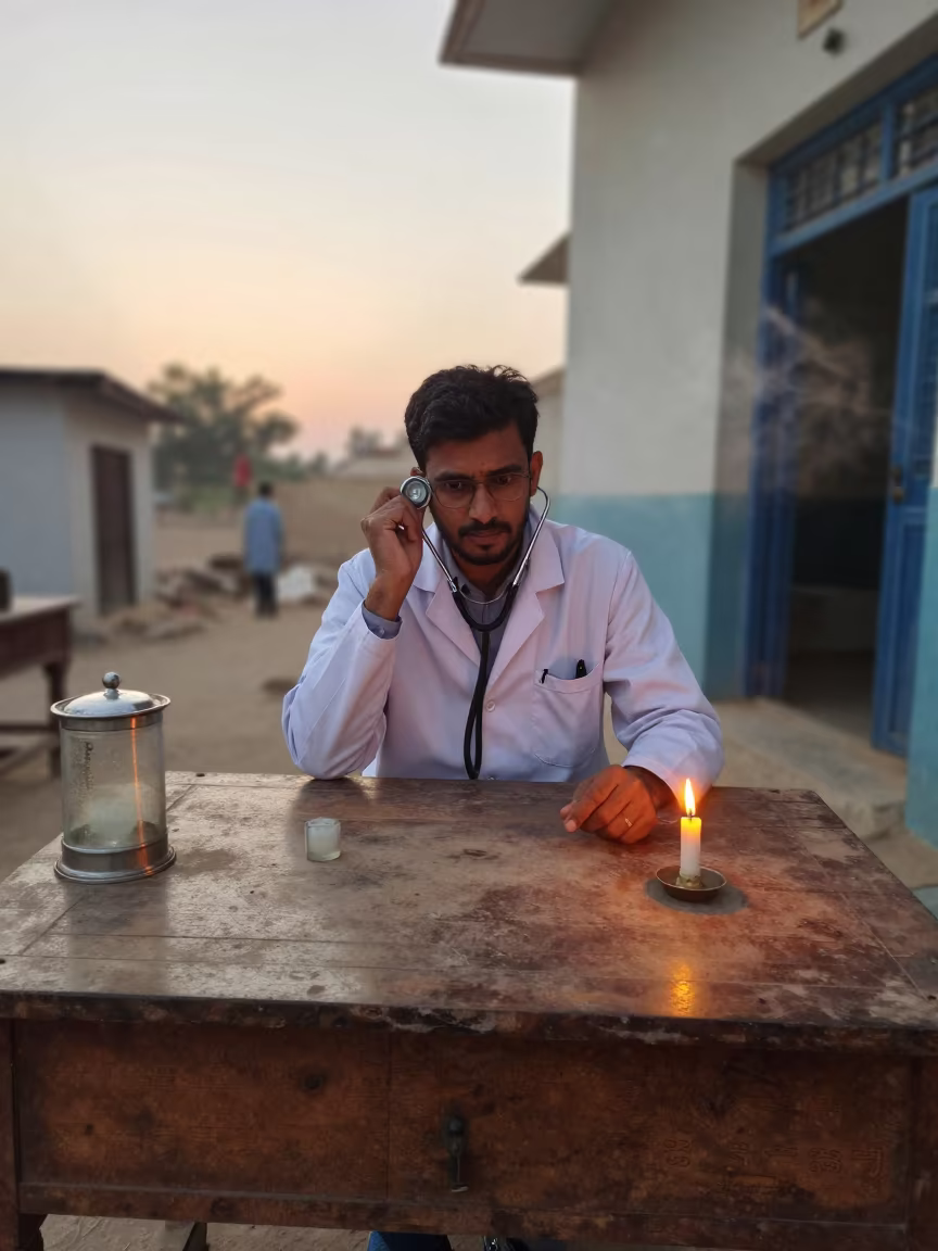 Doctor Listening with Stethoscope on Dusty Library Table in on a dusty library table near Karachi