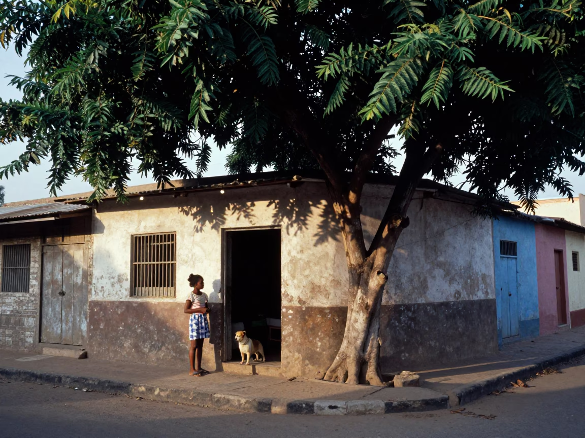 Dog at Early Morning Light in Dakar in in Dakar, Senegal