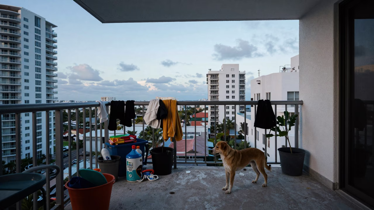 Dog at Early Morning Light in Miami in in Miami, Florida, United States