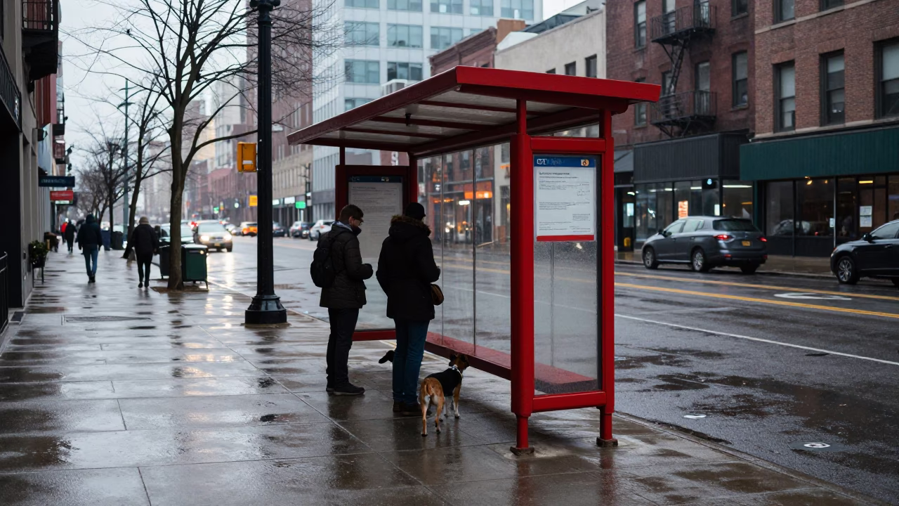 Dog at Early Morning Light in in Chicago, Illinois, United States