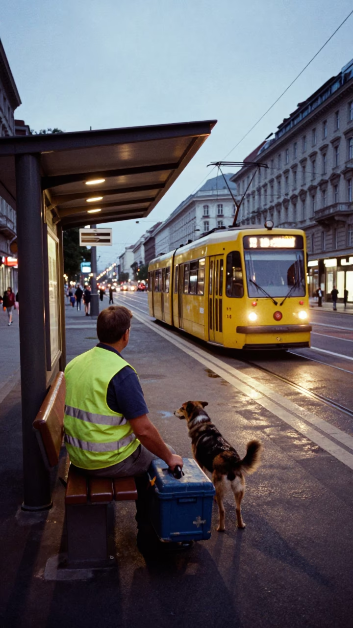 Dog at Evening Light in in Vienna, Austria