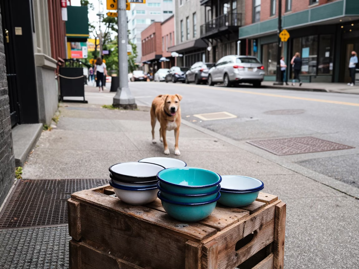 Dog at Flat Noon Light in Seattle in in Seattle, Washington, United States