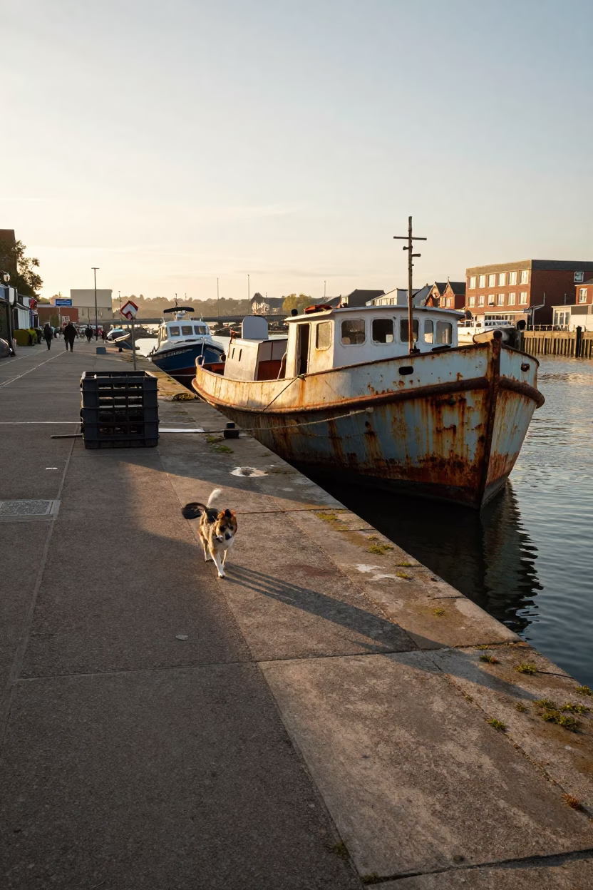 Dog at Golden Hour in Bristol in in Bristol, United Kingdom
