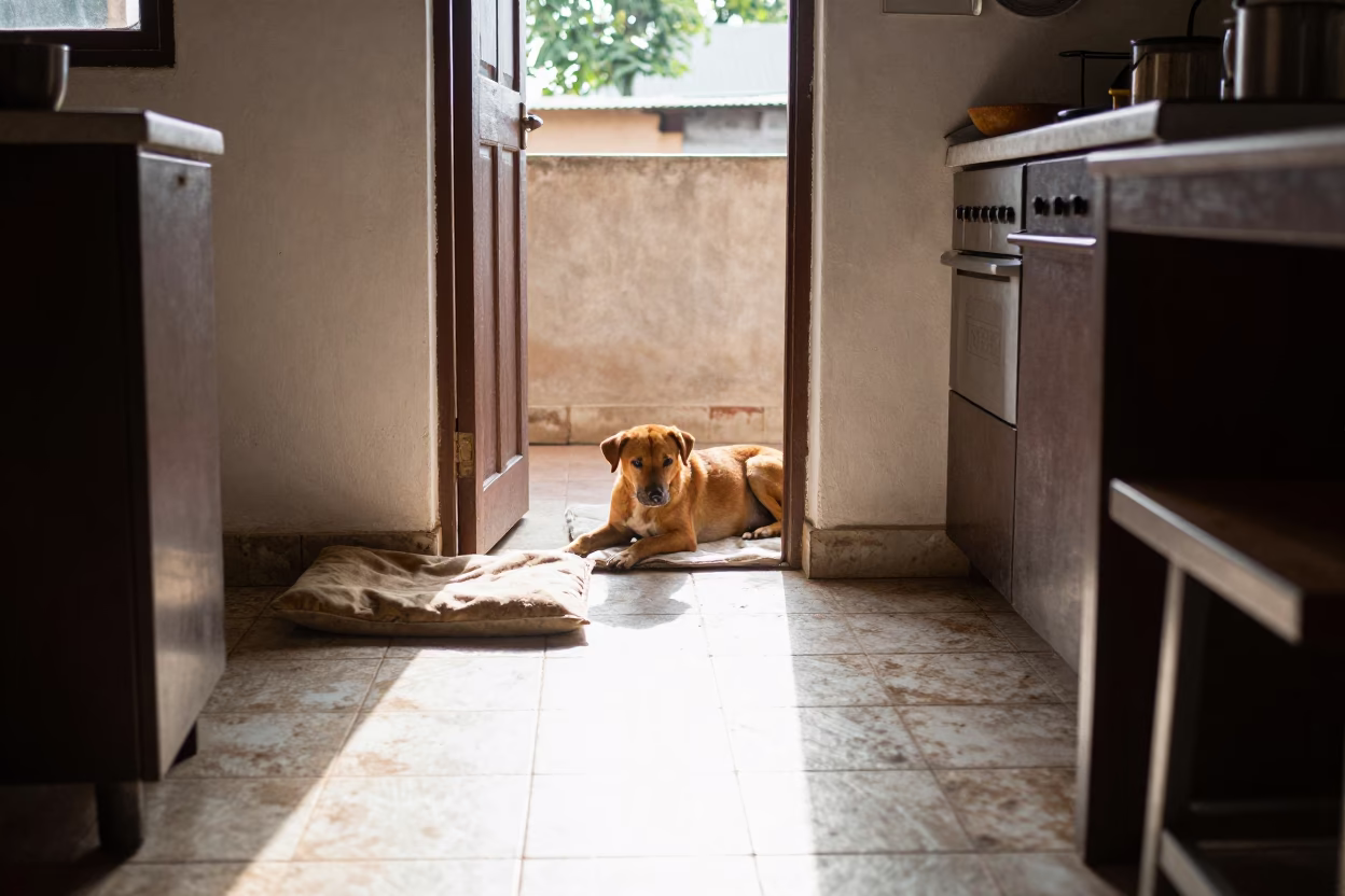 Dog at Late Morning Light in Accra in in Accra, Ghana