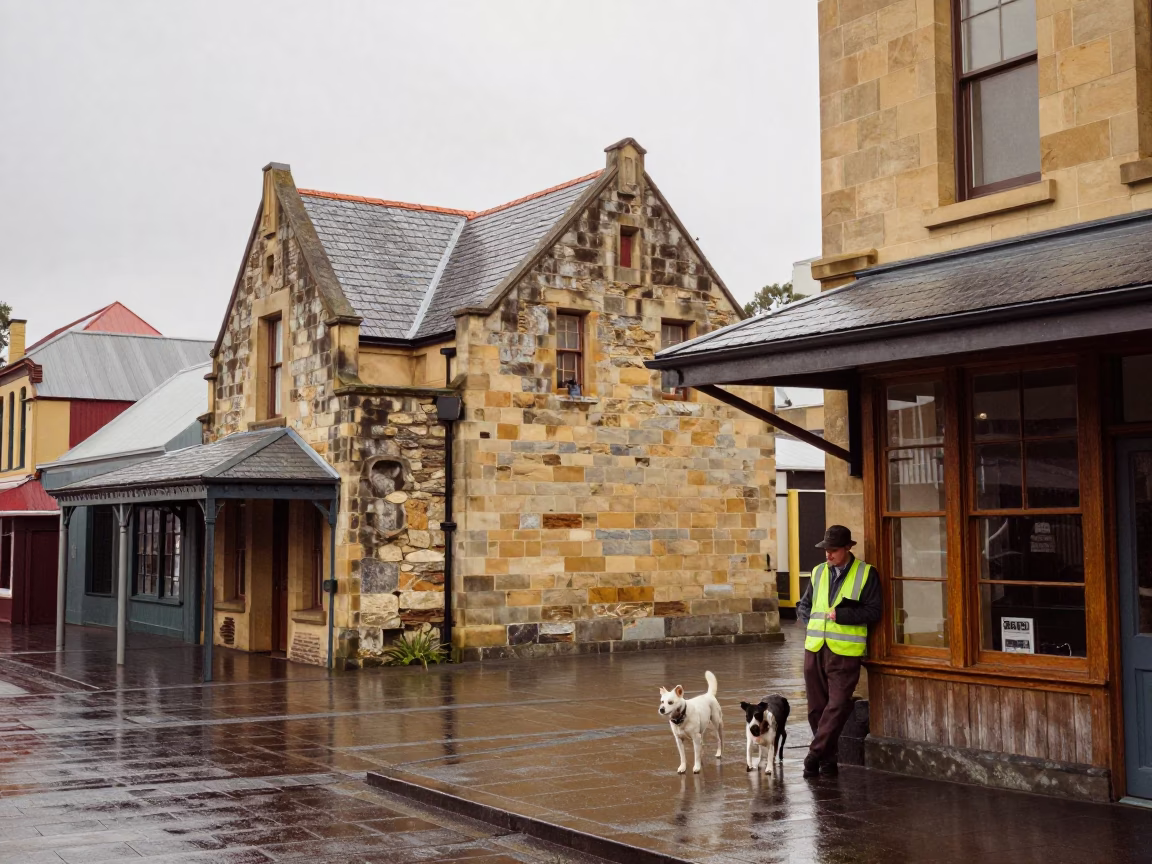 Dog at Midday Light in Hobart in in Hobart, Tasmania, Australia