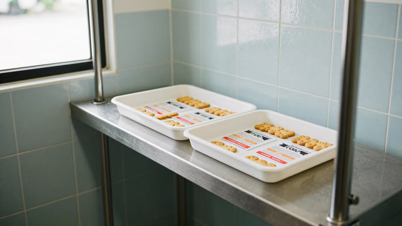 Dog Biscuit Labeling Tray at Self-Serve Wash in at a self-serve dog wash station near Cebu