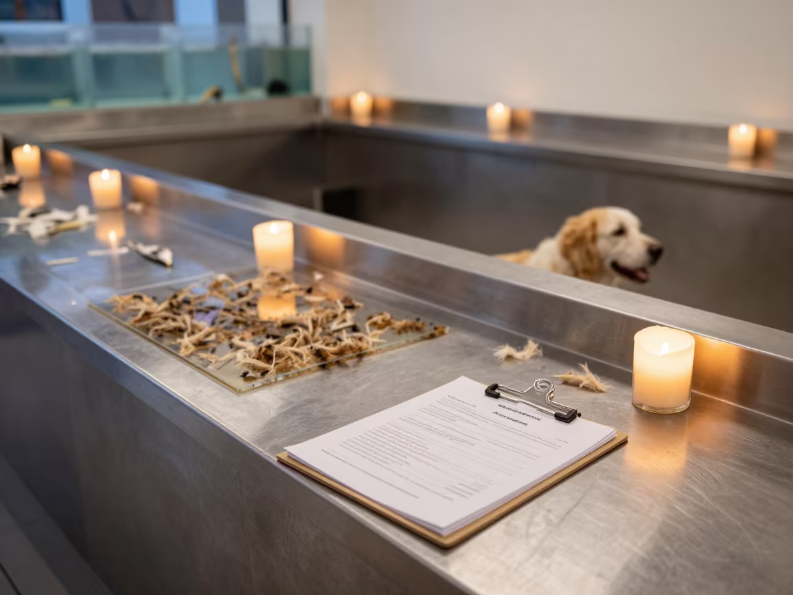 Dog Daycare Clipboard in Akhisar Washroom in inside a fish bagging counter zone in Akhisar
